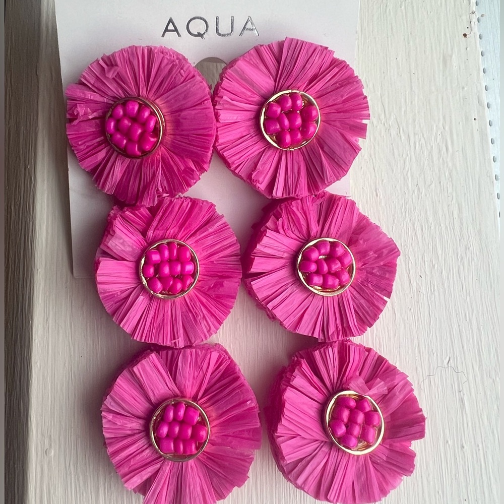 AQUA Floral Drop Earrings Fusha 3”